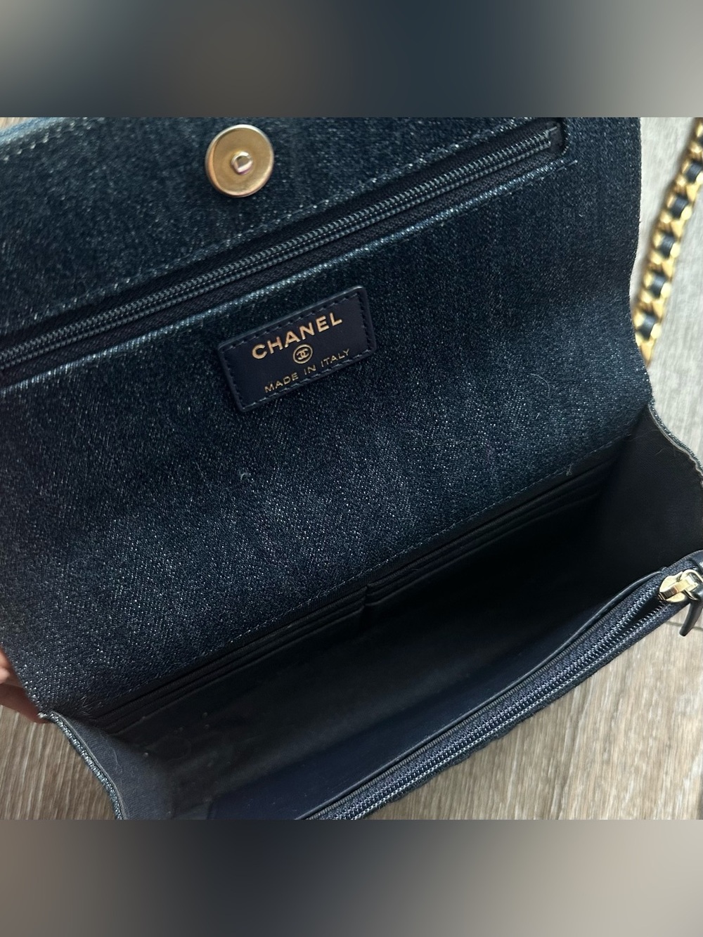 Chanel Denim Quilted Chanel 19 Wallet On Chain WOC Blue Shoulder Bag Crossbody - Picture 4 of 11